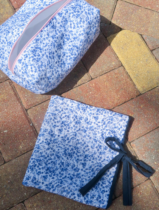 Floral Blue Quilted Bible Cover