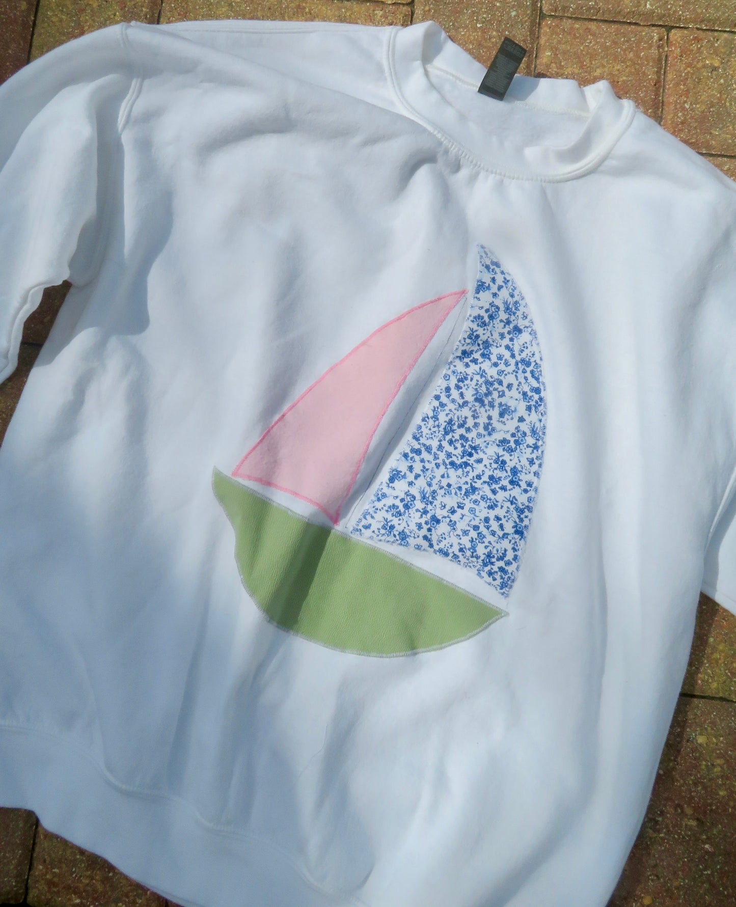 Sailboat Quilted Patch Sweater