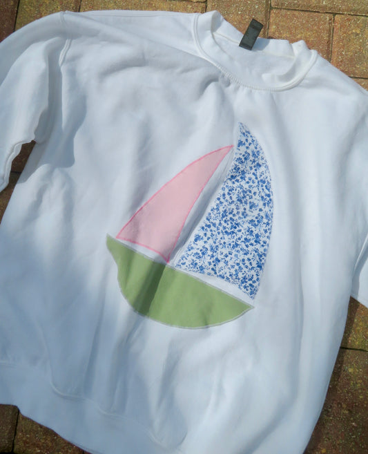 Sailboat Quilted Patch Sweater