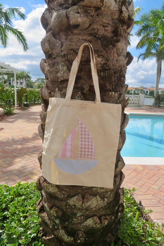 Sailboat Handmade Quilted Tote Bag