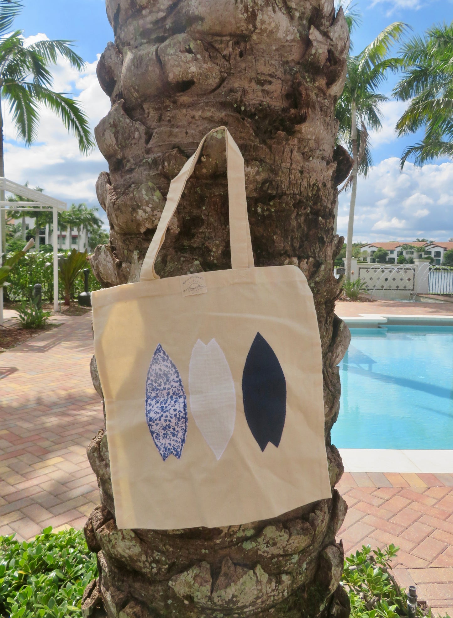 Surfboard Handmade Quilted Tote Bag